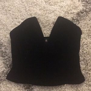 Urban Outfitter Black Velvet Bustier Crop Top